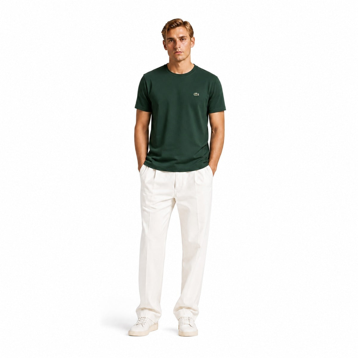 T-shirt Uomo LACOSTE TH6709 GJP Verdone