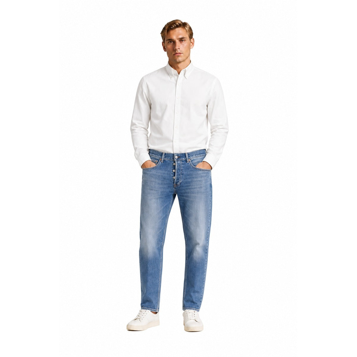 Jeans Uomo DONDUP UP576 DS0406U MZ4 800 Dian Slim-Fit Carrot-Cut 5 Tasche Blu